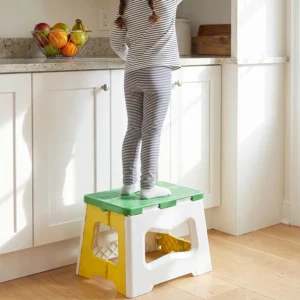Heavy Duty Foldable Plastic Stool with Carry Handle for Home, Kitchen and Travel