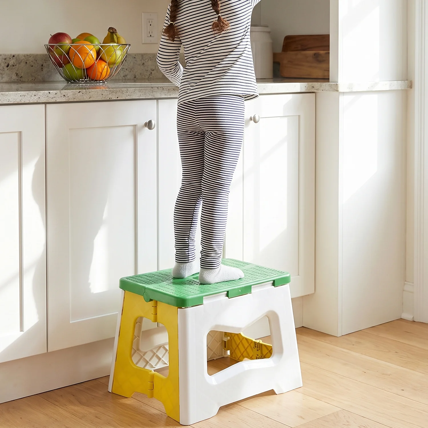 Heavy Duty Foldable Plastic Stool with Carry Handle for Home, Kitchen and Travel