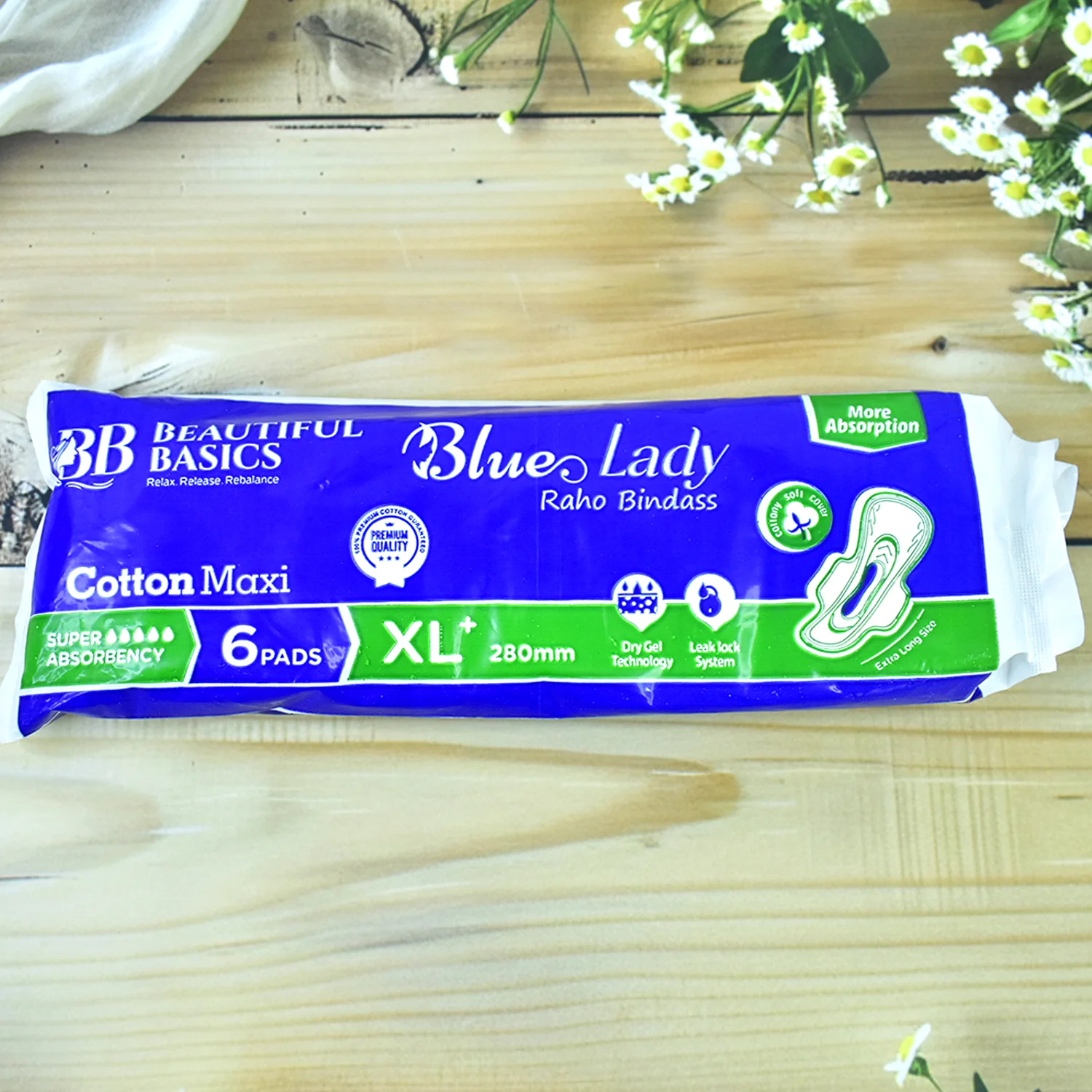 01-14730_bb_blue_cotton_maxi_xl_sanitary_pads_6pc.webp Blue Lady XL Sanitary Pads 280mm – Heavy Flow Protection- 2 PACK- 12 PADS - Sanitary Pads