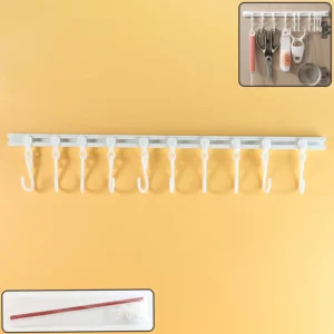 Wall Mounted Kitchen Storage Rack with 10 Adjustable Hooks