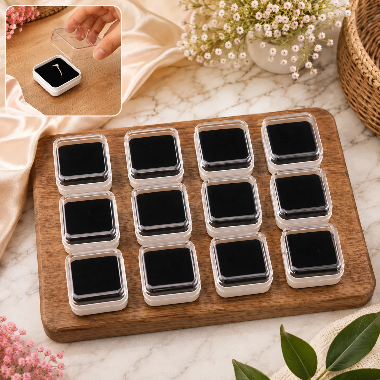 01-21365_ambika_jewellery_box_12pc.webp Mini Jewellery Storage Box – 12 Pc Set with Soft Cushion - Jewellery Storage Box