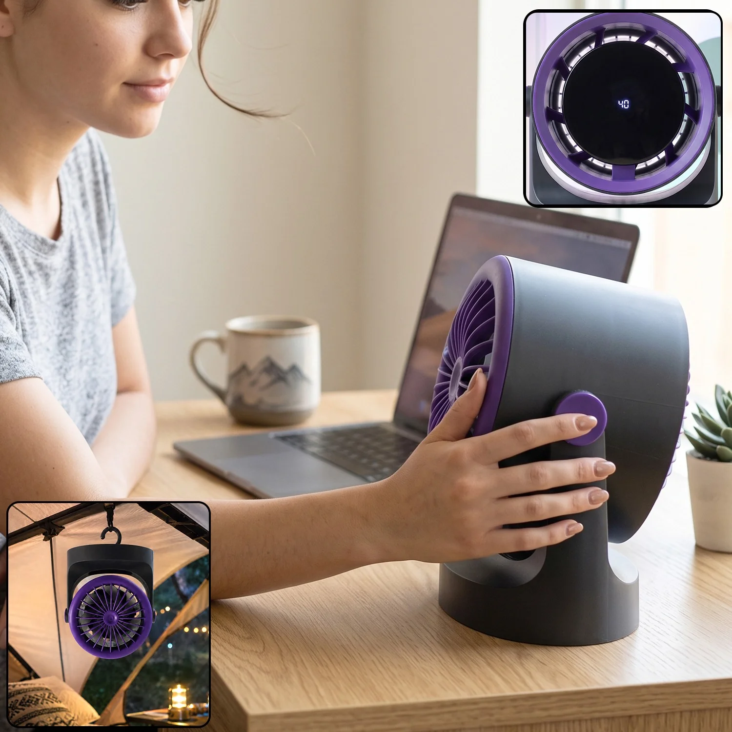 Desktop Air Circulator Table Fan with Hanging Hook, Portable Desk Fan (1 Pc)