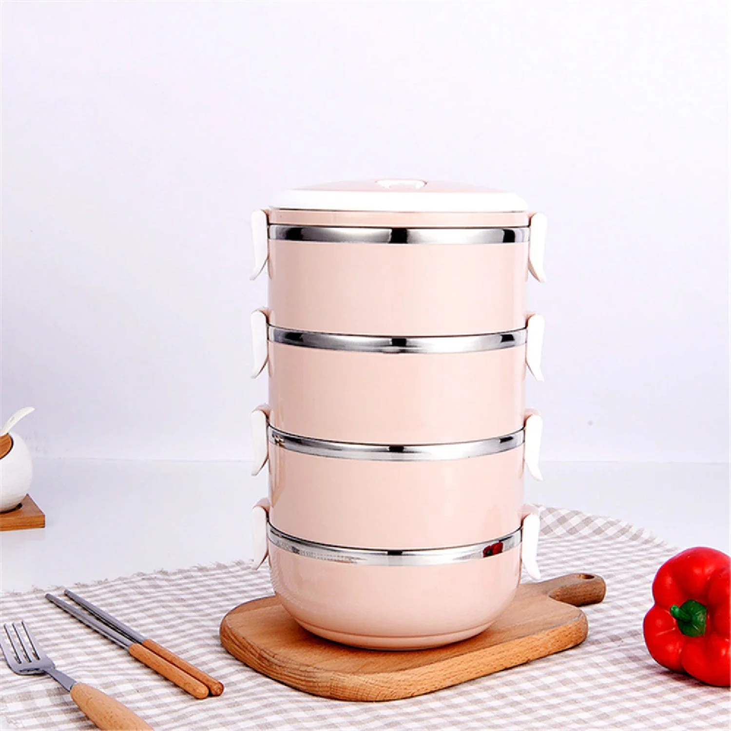 01-2871_4layer_ss_lunch_box.webp Stainless Steel Lunch Box – 4 Layer Insulated Tiffin | Lunchie Bunchie