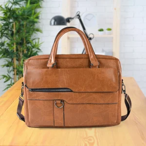 Faux Leather Laptop Messenger Bag – Durable & Stylish Briefcase - Laptop Bag