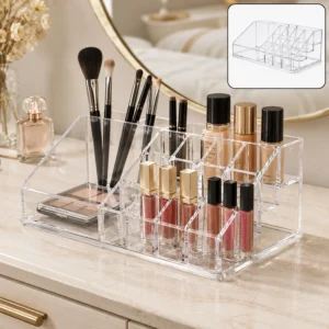 Acrylic Makeup Organizer ? 16 Clear Compartments for Cosmetics - Makeup Organizer