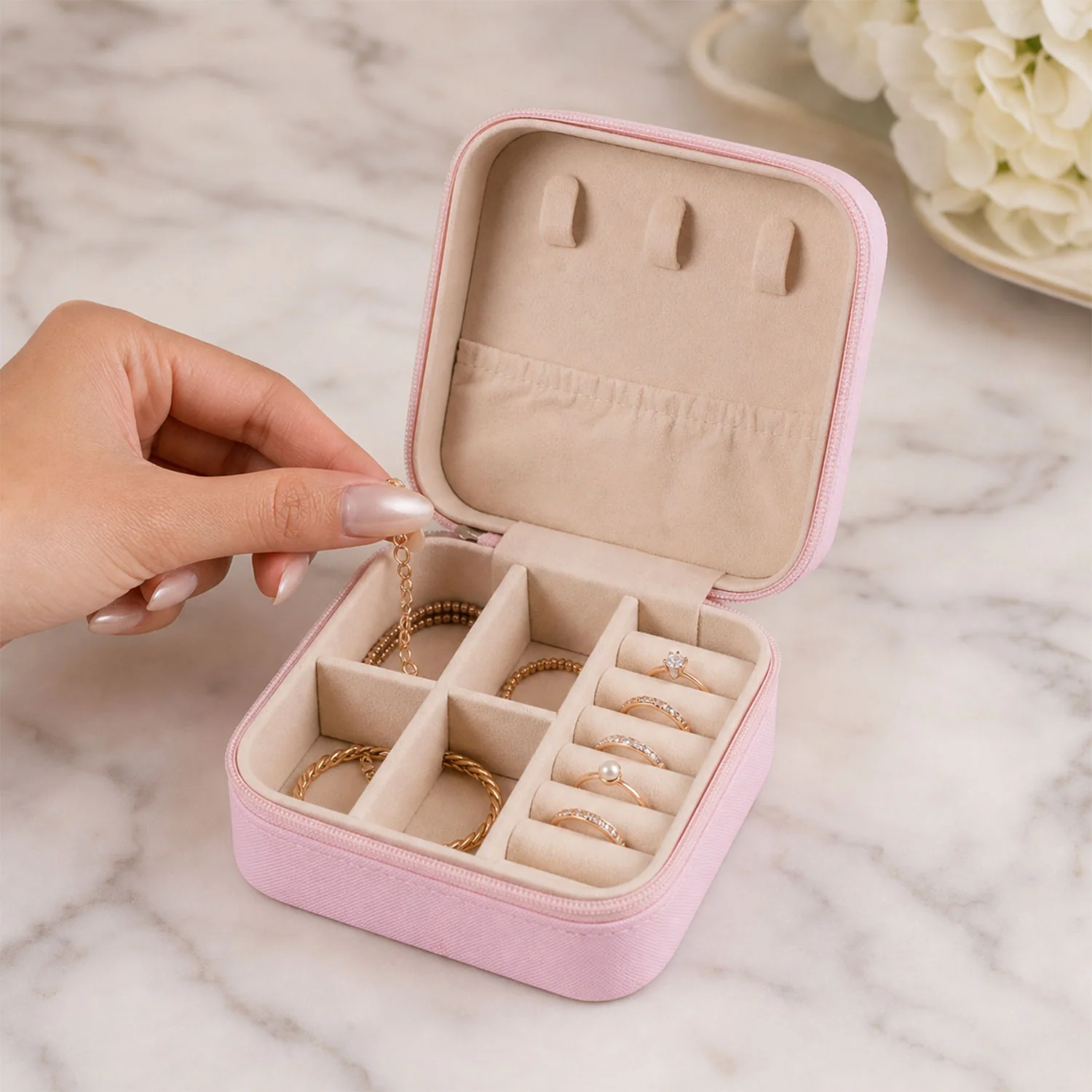 01-8782_mini_jewelry_organizer_box.webp Travel Jewellery Box – Portable PU Leather Organiser | LilyGleam - Travel Jewellery Box