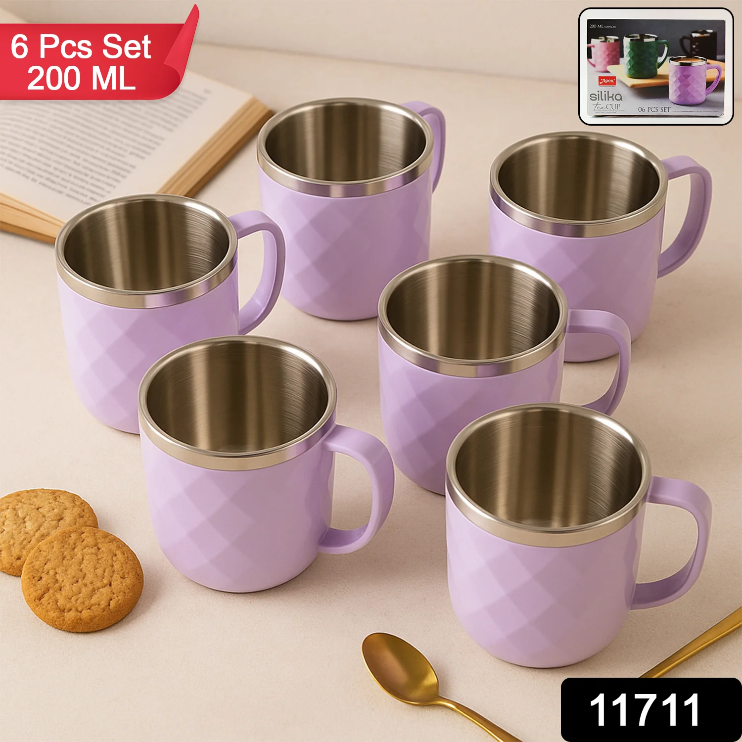 Stainless Steel Tea Cup Set – Elegant 200 ml Double Wall Design - Image 2