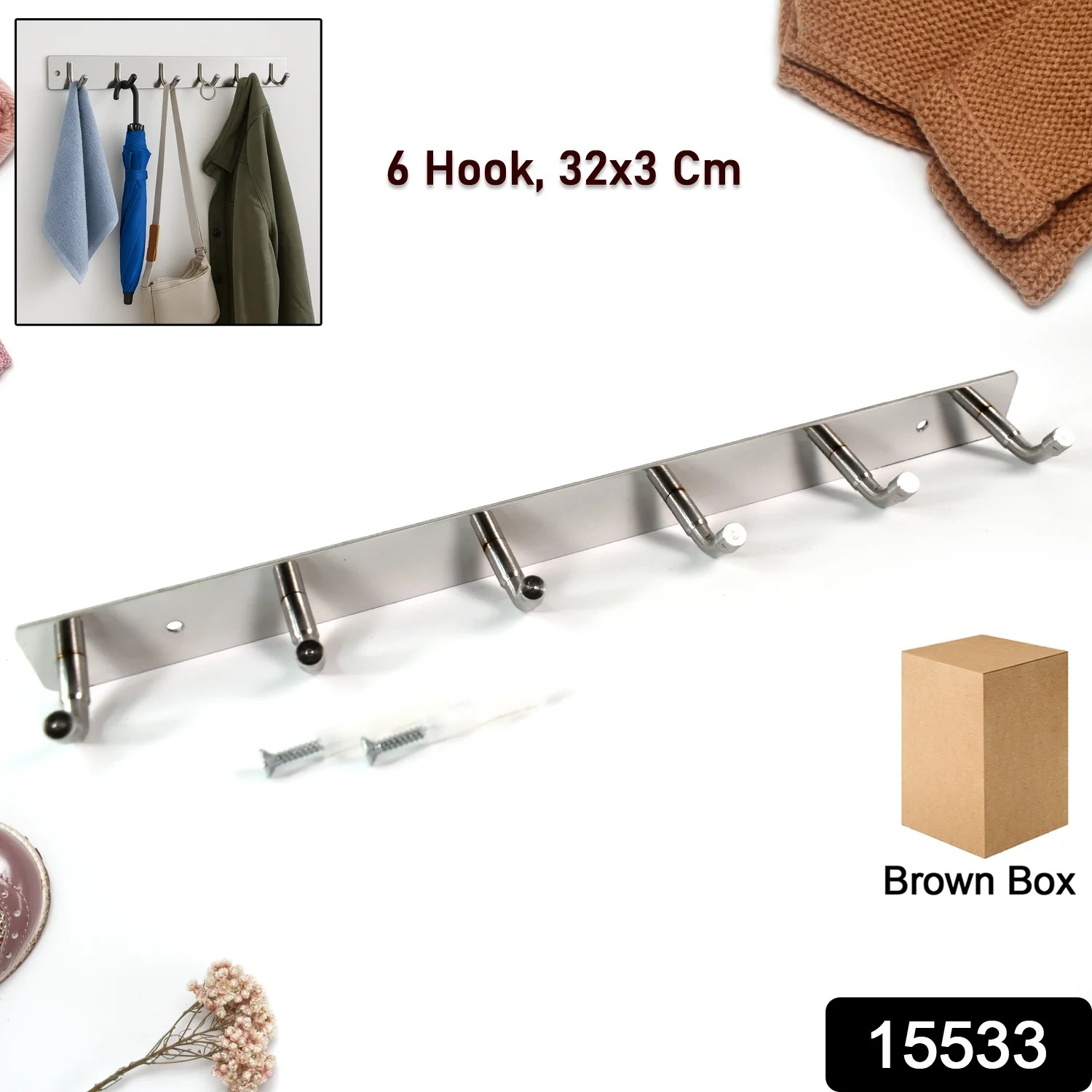 Stainless Steel Coat Rack 6-Hook – Durable & Rust-Resistant - Image 2
