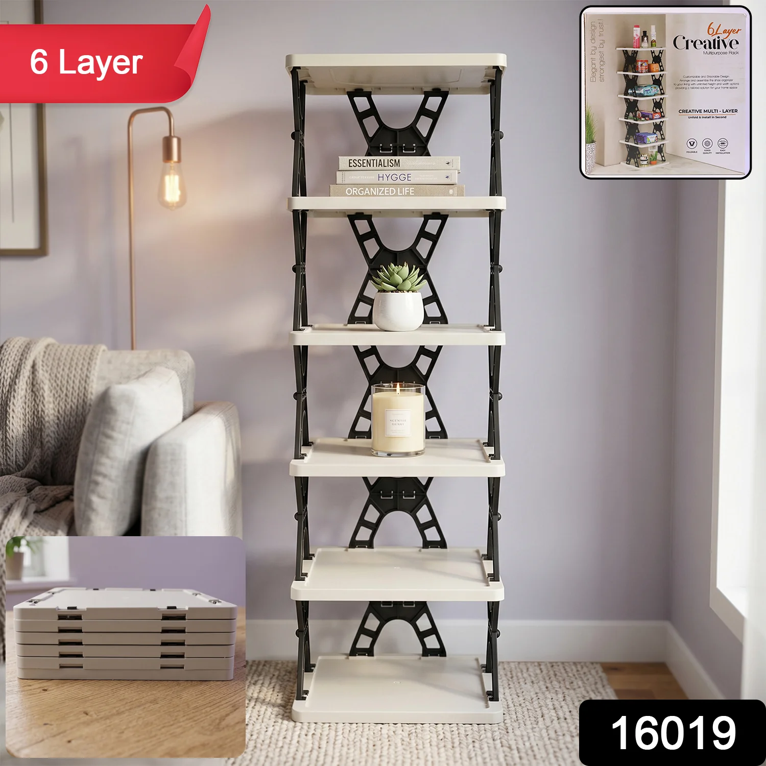 Multipurpose Foldable 6 Layer Storage Rack – Space-Saving Home Organizer - Image 2