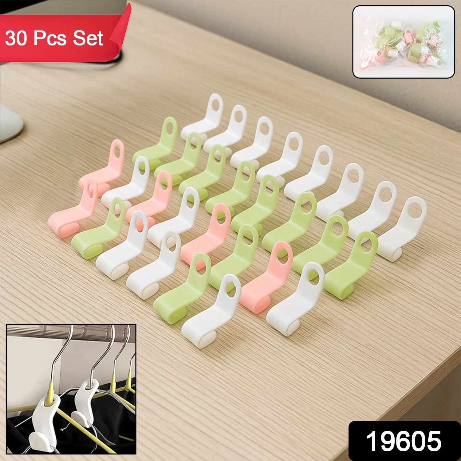 02-19605_hanger_connector_hooks_30pc.webp Hanger Connector Hooks – 30 Pcs Multi-Color Space Saver - Image 2