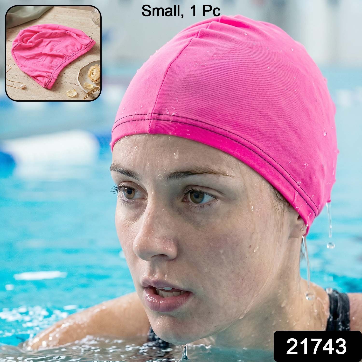Small Premium Stretchable Pink Swimming Cap – Comfortable Fit for Short Hair - Image 2