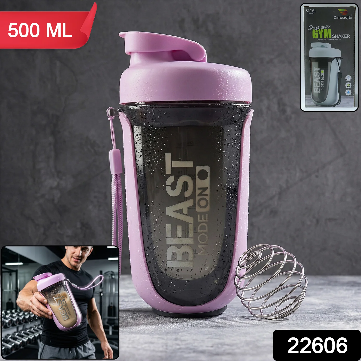 Gym Shaker Bottle – Leak Proof, 500ml for Protein & Hydration - Image 2