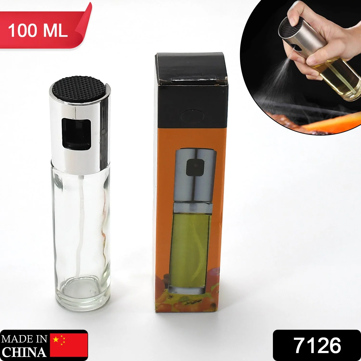 02-7126_cooking_oil_spraye_100ml.webp Oil Sprayer Dispenser – 100ml Glass Bottle for Cooking | Own Hydrate - Imported Products product image 2