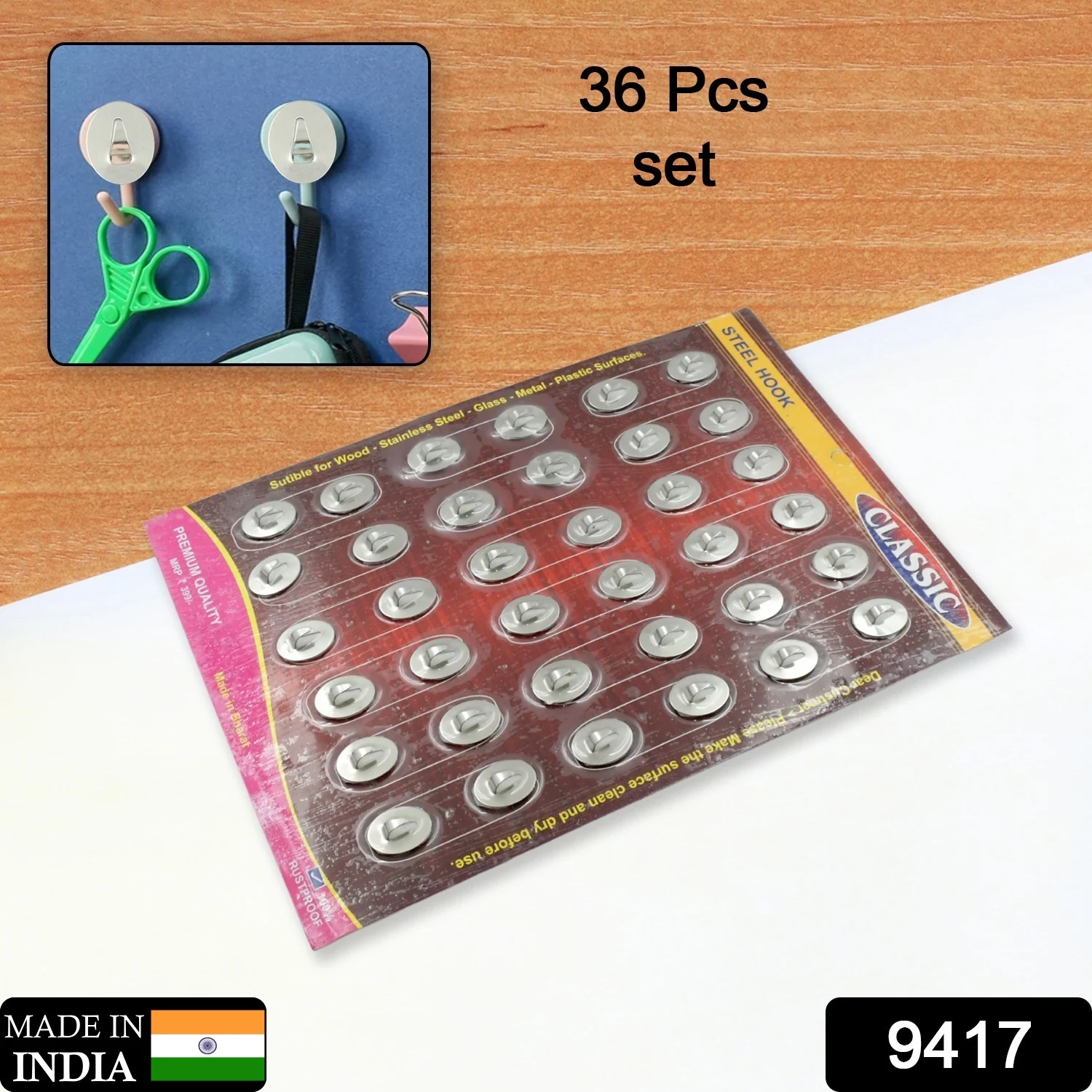 Stainless Steel Wall Hooks – 36 Pc Self-Adhesive | Indo Glow - Image 2