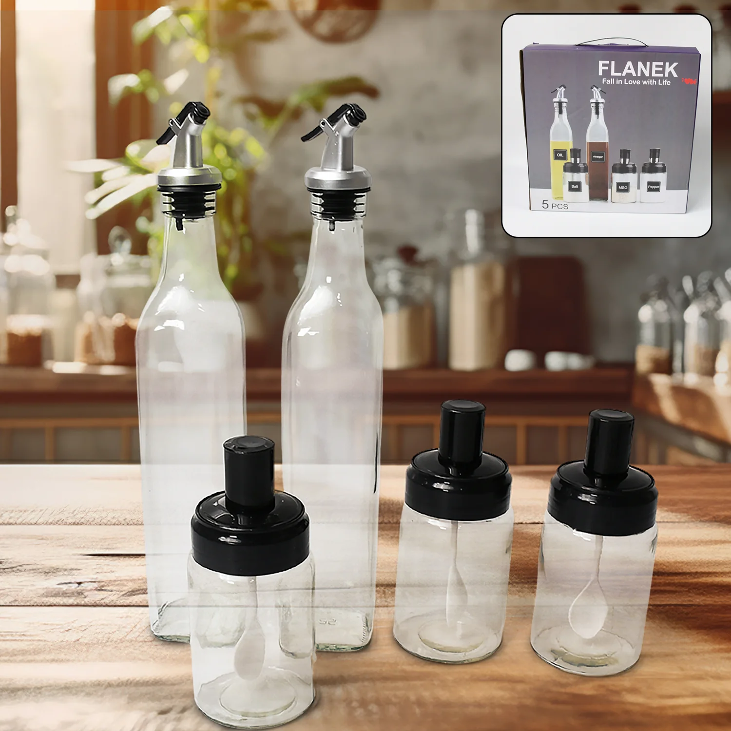 Glass Oil Dispenser & Spice Jar Set – Leakproof Storage | DeoDap - Image 3