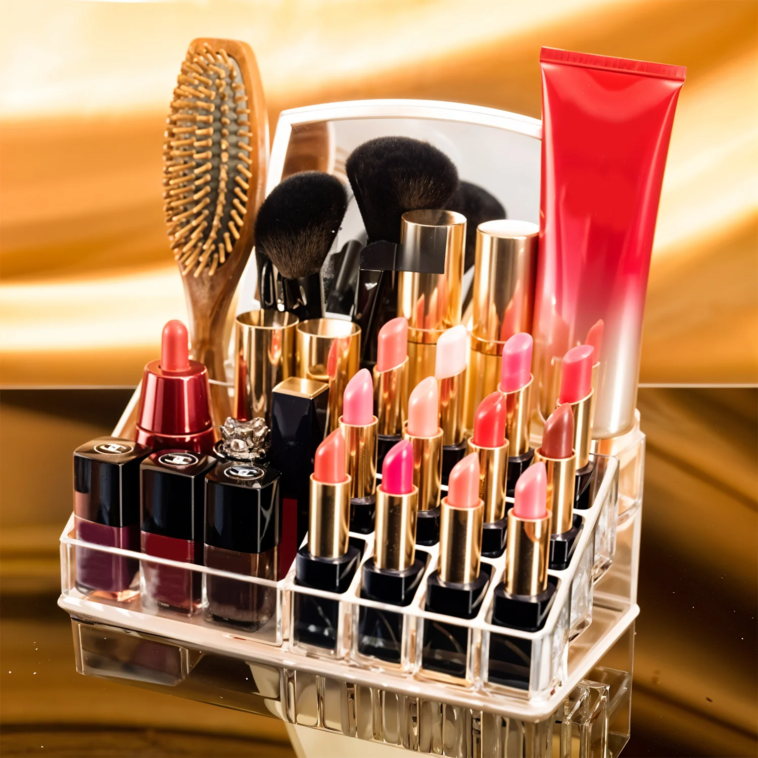 04-6282_16com_cosmetic_stand_1pc.webp Acrylic Makeup Organizer ? 16 Clear Compartments for Cosmetics - Makeup Organizer product image 4