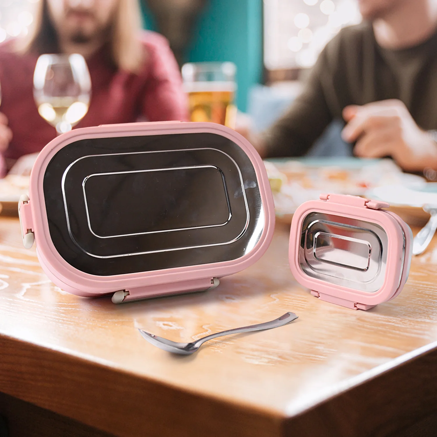 Stainless Steel Lunch Box – Leakproof with Snack Container & Spoon - Image 4