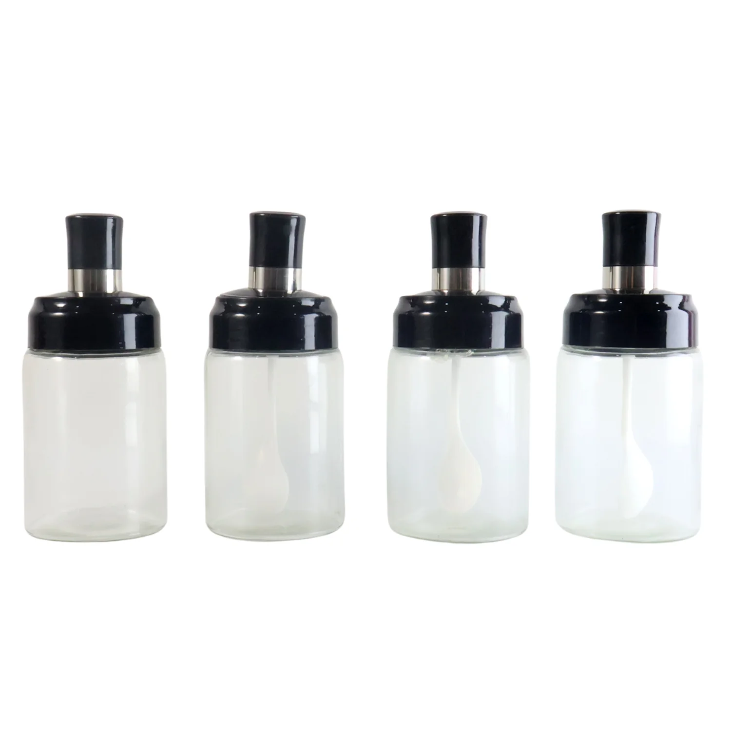 05-10500_transparent_glass_spice_jar_4pc.webp Transparent Spice Jar Set with Spoon – Airtight 4-Pc Container - Image 5