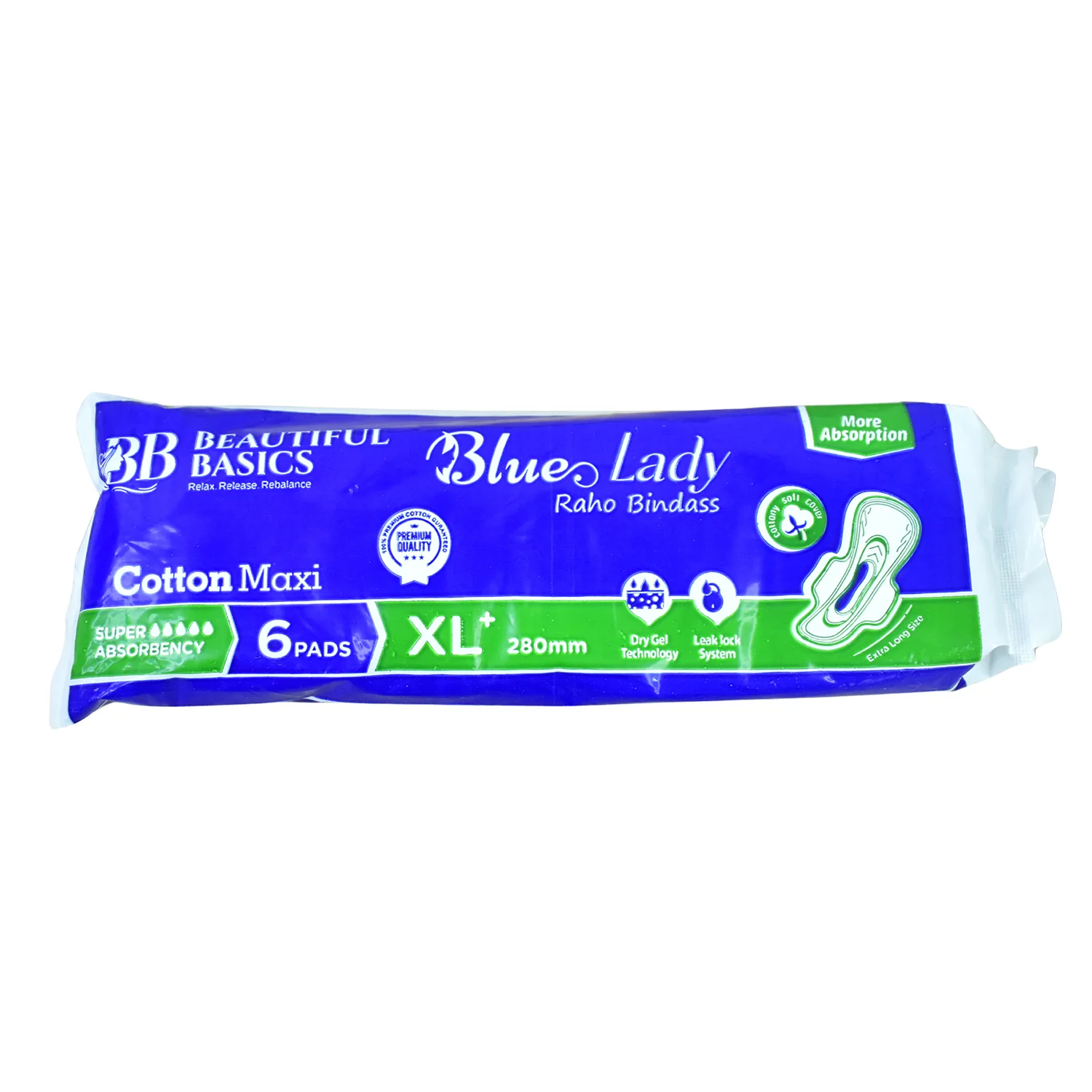 05-14730_bb_blue_cotton_maxi_xl_sanitary_pads_6pc.webp Blue Lady XL Sanitary Pads 280mm – Heavy Flow Protection- 2 PACK- 12 PADS - Sanitary Pads product image 5