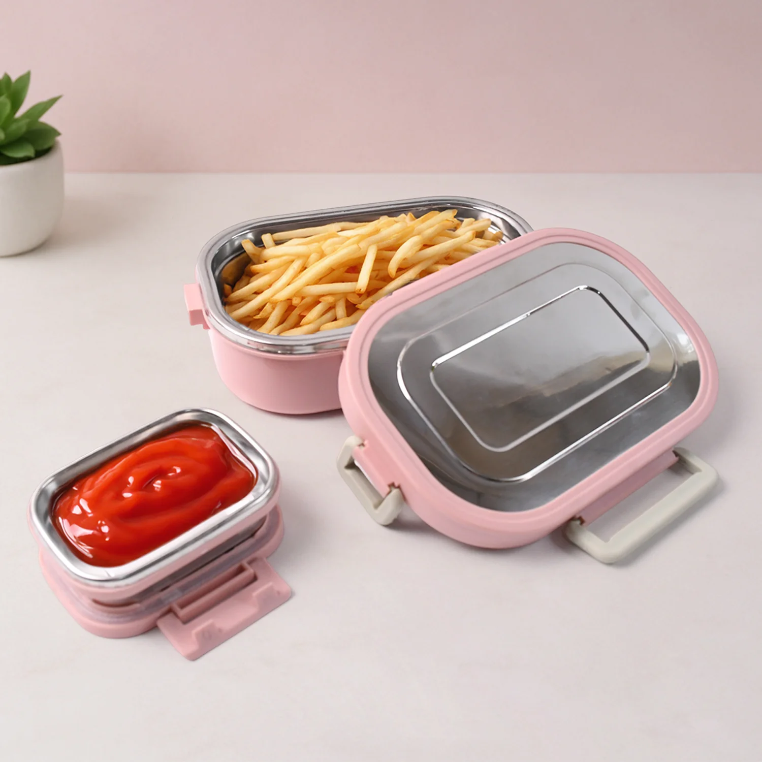 Stainless Steel Lunch Box – Leakproof with Snack Container & Spoon - Image 5