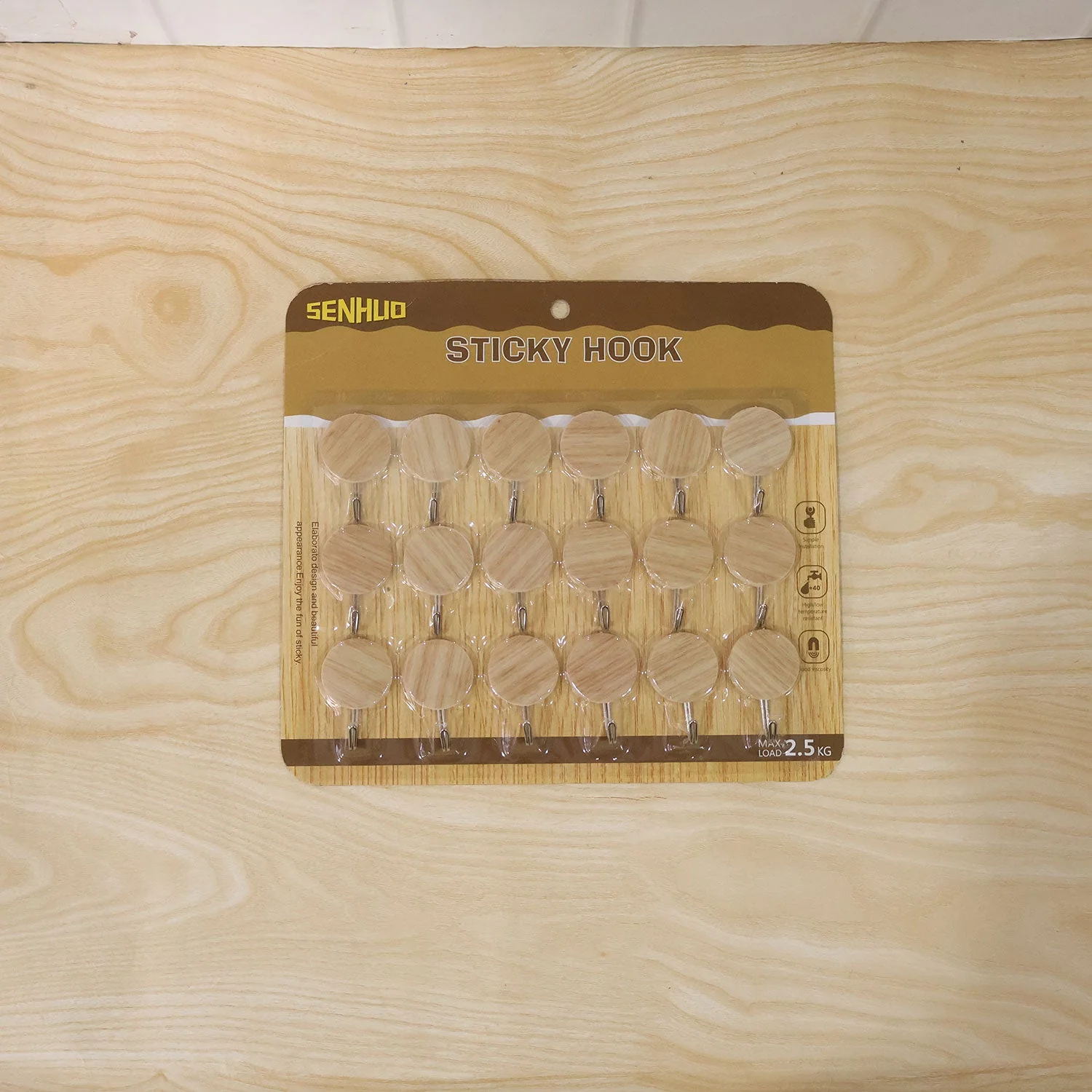 Self-Adhesive Wall Hooks – No Drill, Stylish Wooden Finish - Image 6