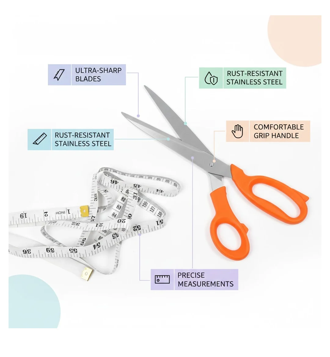 Tailor Scissors with Measuring Tape – Sharp Fabric Shears | Styleva - Image 6