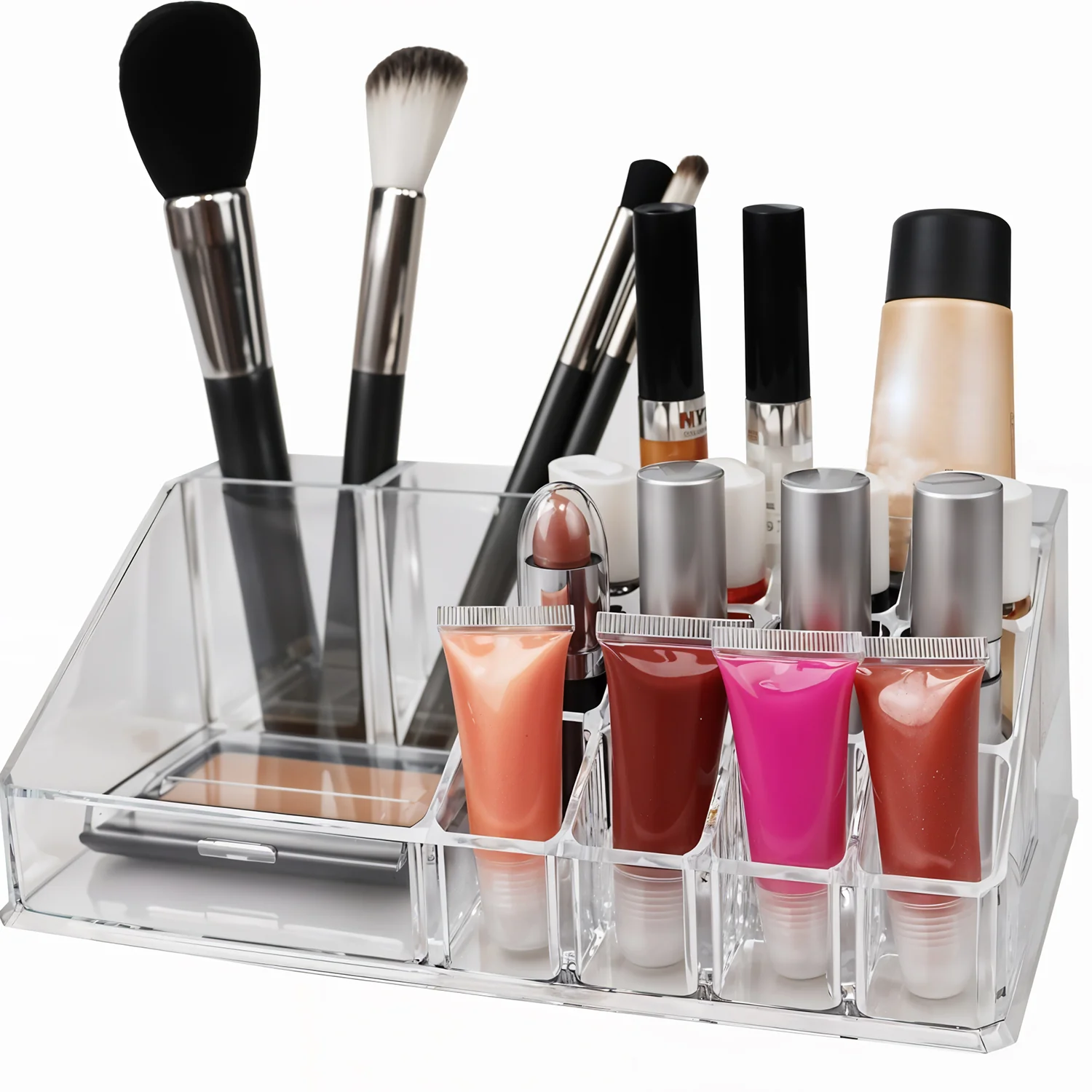 06-6282_16com_cosmetic_stand_1pc.webp Acrylic Makeup Organizer ? 16 Clear Compartments for Cosmetics - Makeup Organizer product image 6