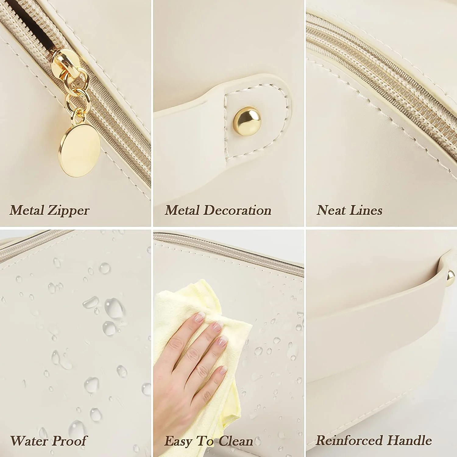 07-14294_cream_zipper_cosmetic_storage_bag.webp Travel Makeup Organizer ? Waterproof Compact Cosmetic Pouch - Travel Pouch product image 7