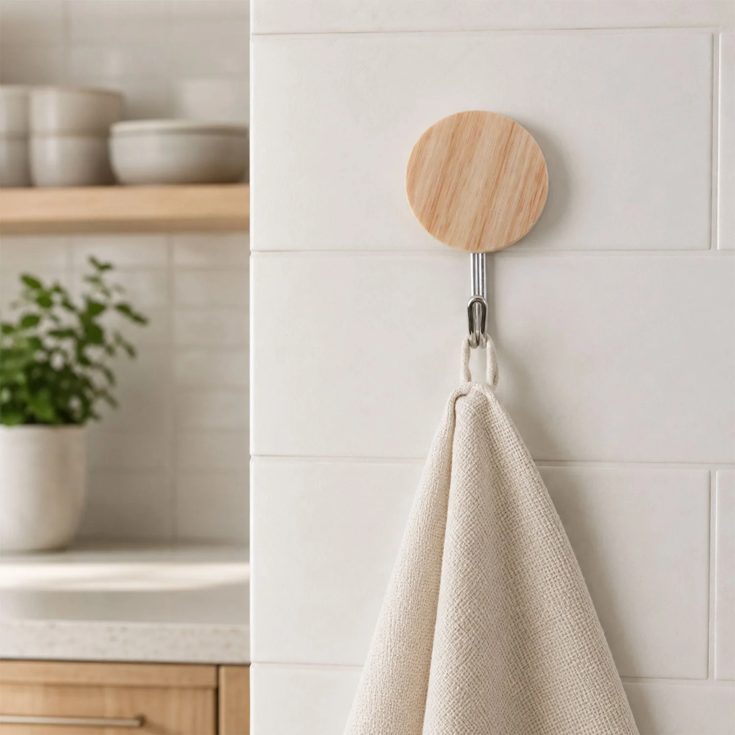 Self-Adhesive Wall Hooks – No Drill, Stylish Wooden Finish - Image 7