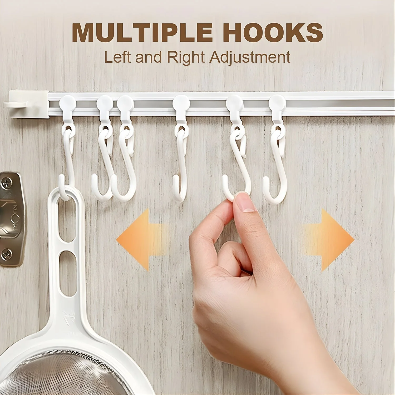 Wall Mounted Kitchen Storage Rack with 10 Adjustable Hooks - Image 8