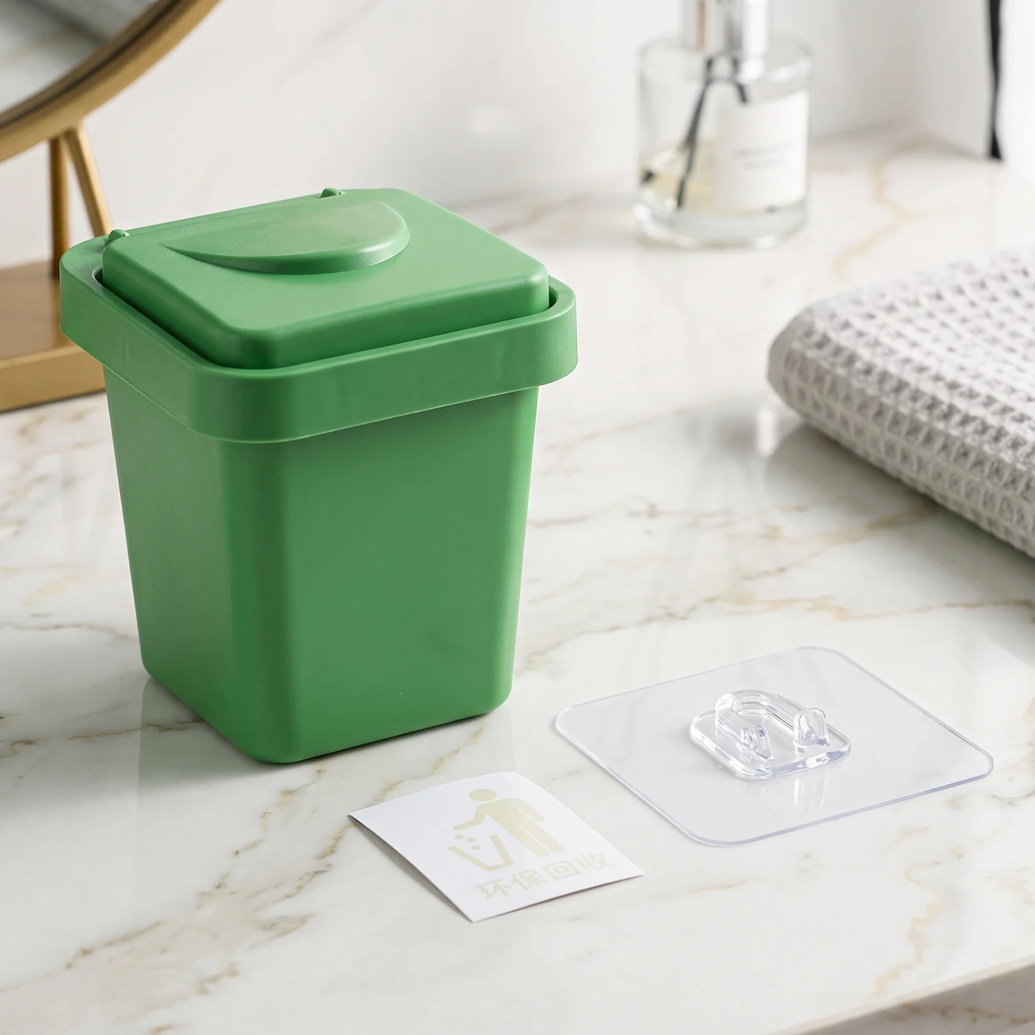 Mini Dustbin Shape Ashtray, Wall-Mounted and Tabletop Ashtray with Flip Lid (1 Pc) - Image 8