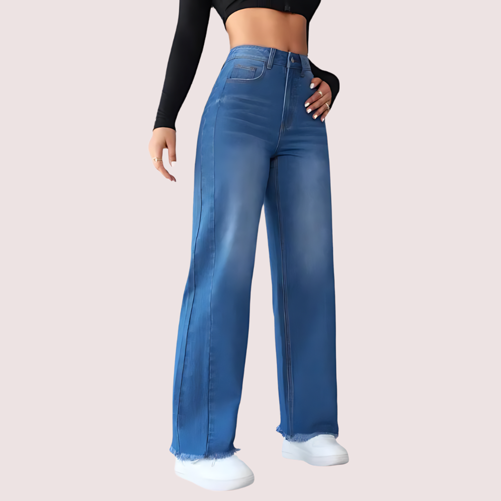 0UEvfIBaTf3cLlNE57zYPRxAHXxVD4EYs8E288XA.png Wide-Leg Casual High-Waist Non-Elastic Jeans for Women - Image 2