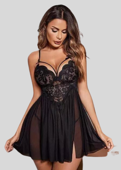 1fHjVfhvIV0MKHfnD7D76XC5cFWBgMZhr6yqt8Vs.png French Daina Black Lace Babydoll Nightwear - Image 2
