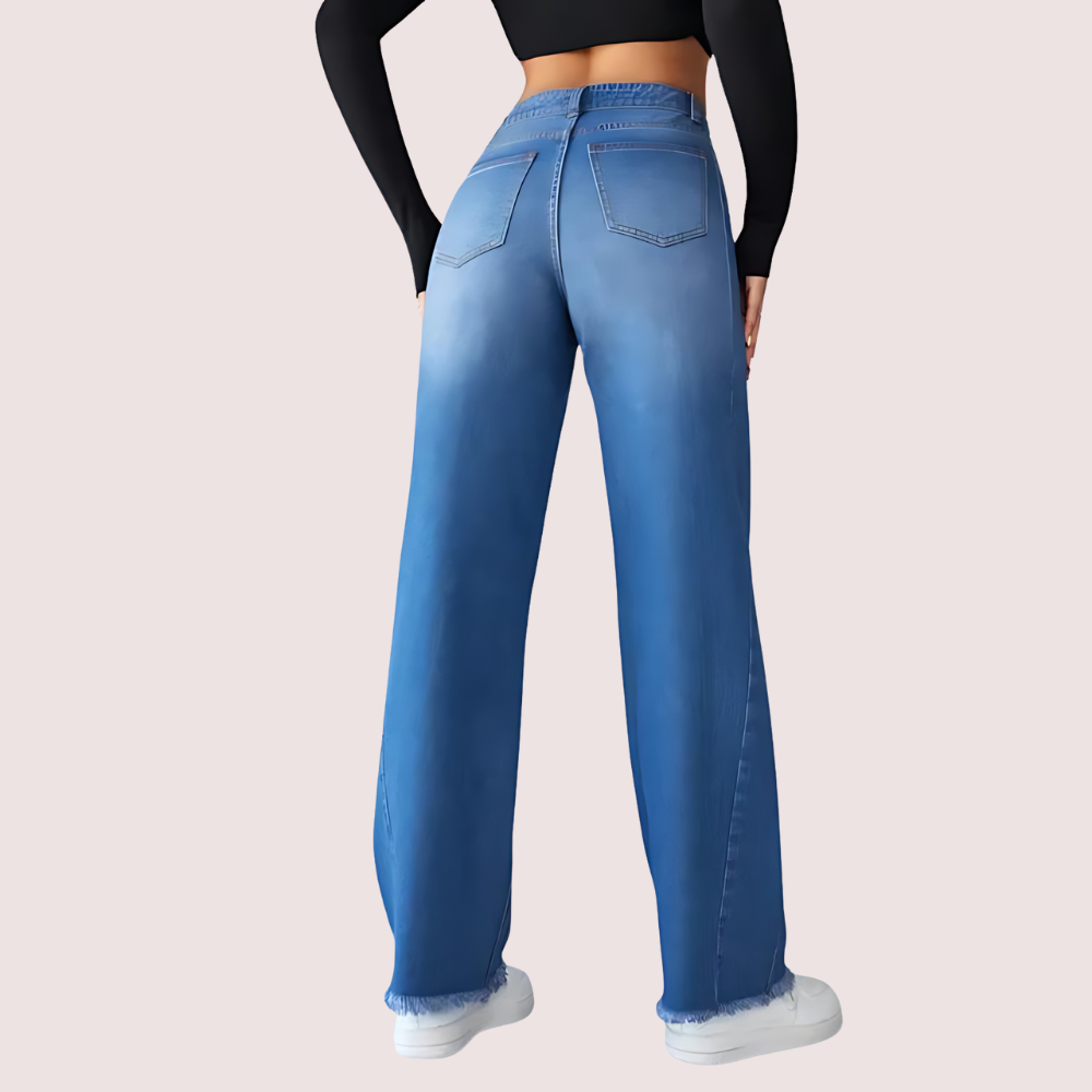 1tUVv6bSTEEgJN1kpKf9yh4NsYDX6wbalDREilYM.png Wide-Leg Casual High-Waist Non-Elastic Jeans for Women - Image 3