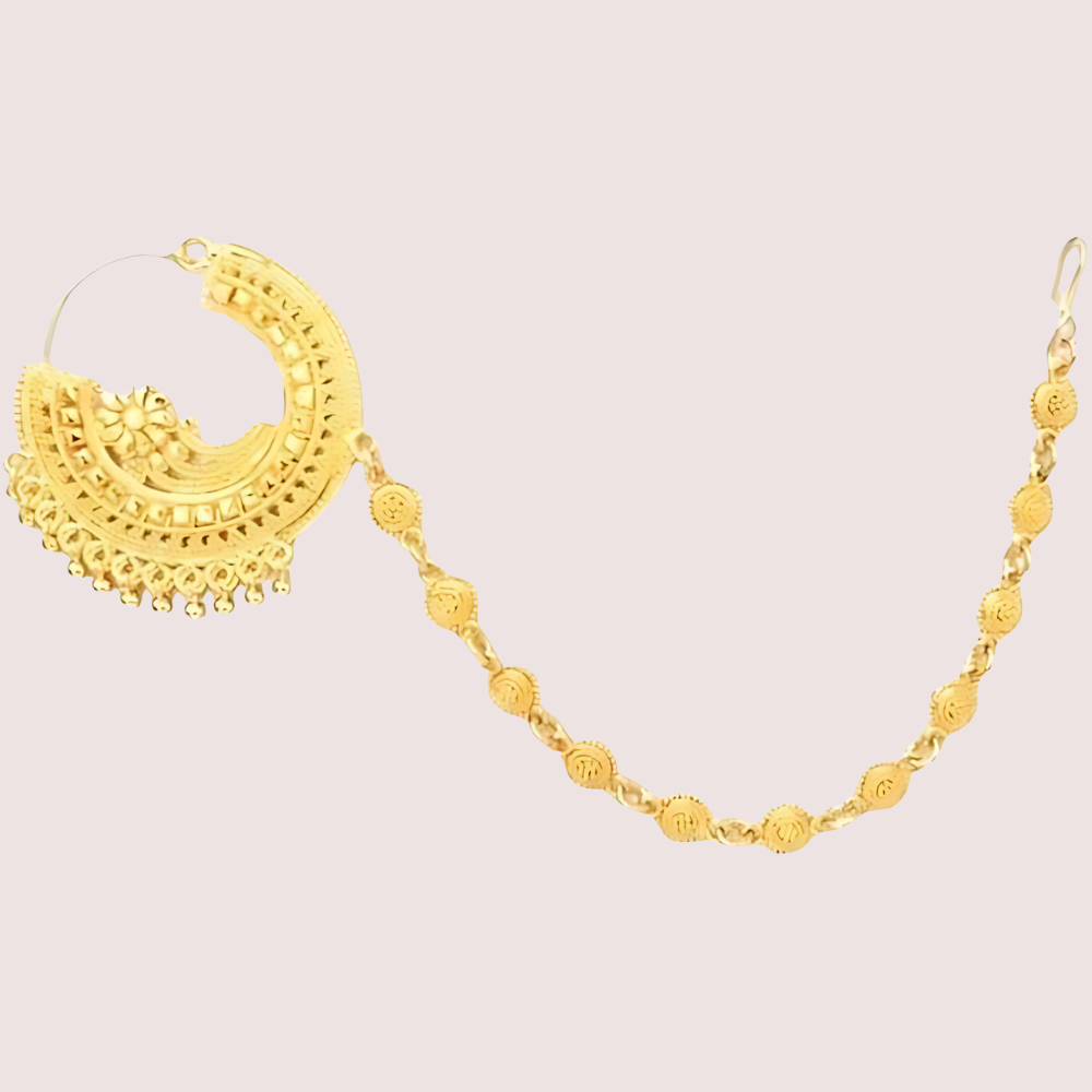 61iz1Rb273gnUzS4ZanxlkXOACbjyhD4ZqkDkkhj.png Uttarakhandi Round Nath Gold Plated Accessory - Image 2
