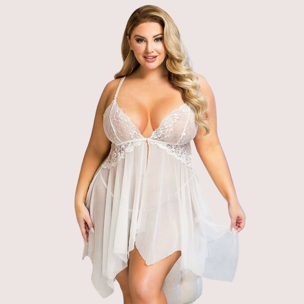 DAdIlOPcxxvpGlSaSaNCEoFVpMUZJAOFHczeZbqh.png Douce Passion White Lace Trim Babydoll - Trending Products with Video Catalogue product image 2