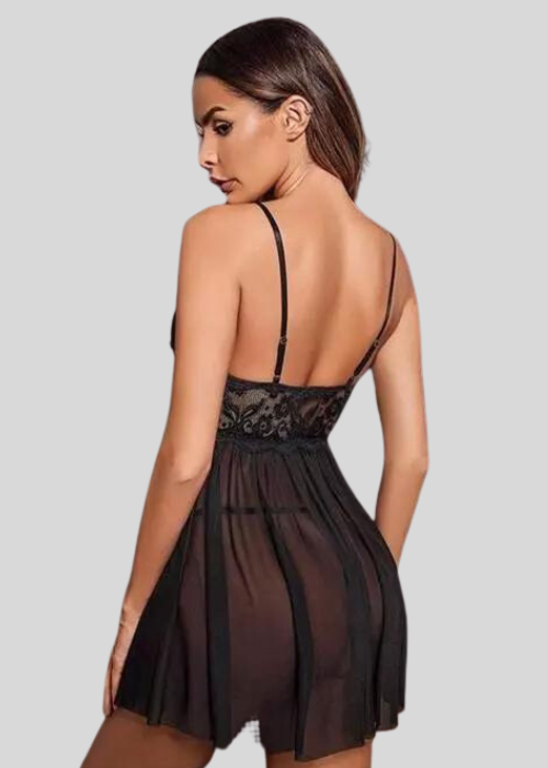 DETJR3w7MOk5Vg12OWgHCdBZhnC4fonqBLVumg7r.png French Daina Black Lace Babydoll Nightwear - Image 3