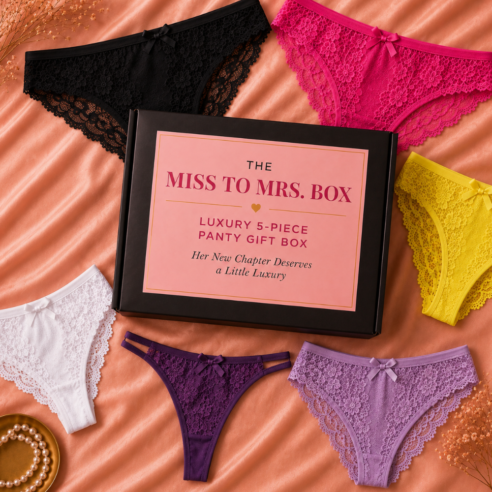 LFNcO0cgLoYqpSwQfosoAsmrccTMHFDTEh0CYj8d.png The Miss to Mrs. Box — Luxury 5-Piece Panty Gift Box