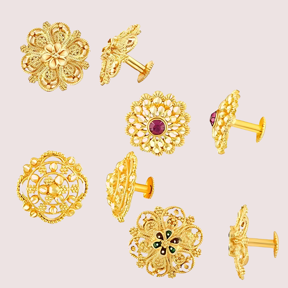 LkOjO8Mki7VjkzvVzwPWBCix7mxQF5M4ruX58wNZ.png Traditional Gold Finish Earrings Set – Pack of 4 for Women - Image 4