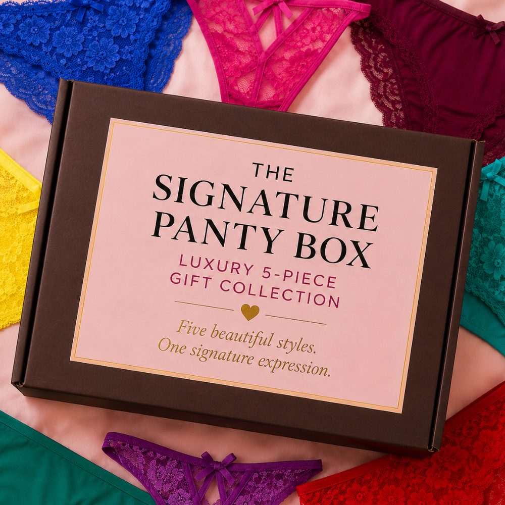 P9xWX8sQqWaM1luJ7URKSHdzkUSw0rWdvwuh1jYP.png The Signature Panty Box — Luxury 5-Piece Gift Collection