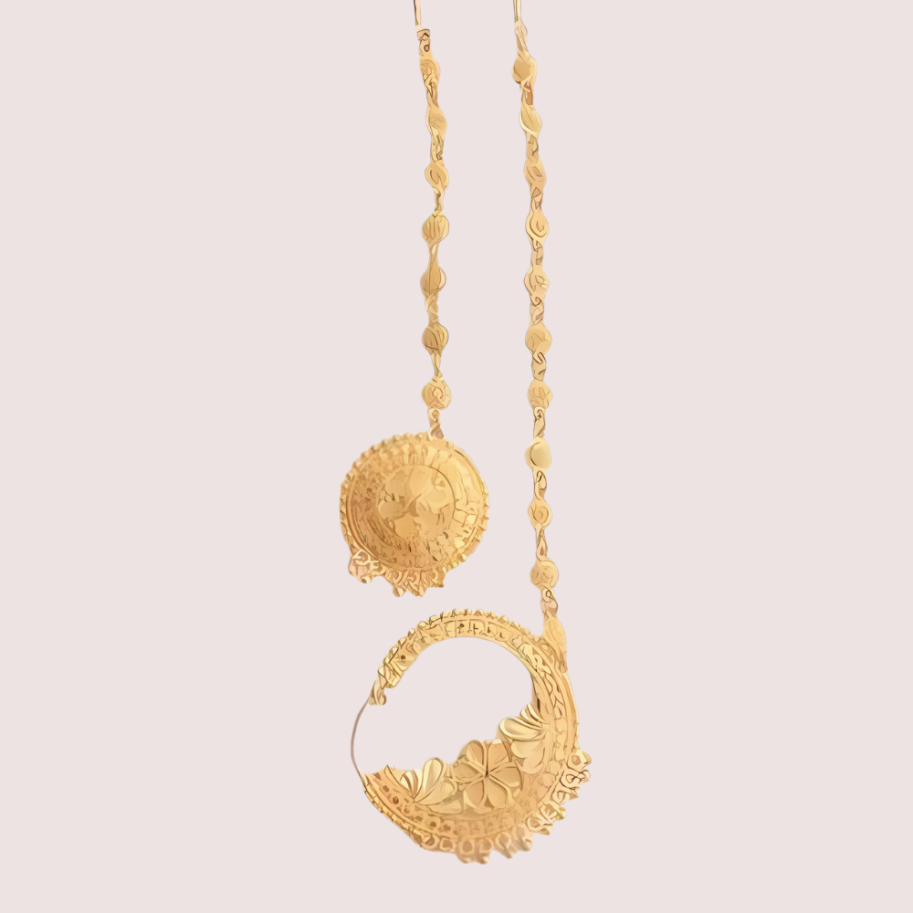 SZaflZwUaBvqzLJJqROsNHQtmrRar6QcE8P4okwz.png Graceful Gold-Plated Nath and Mangtika Set for Brides - Image 2