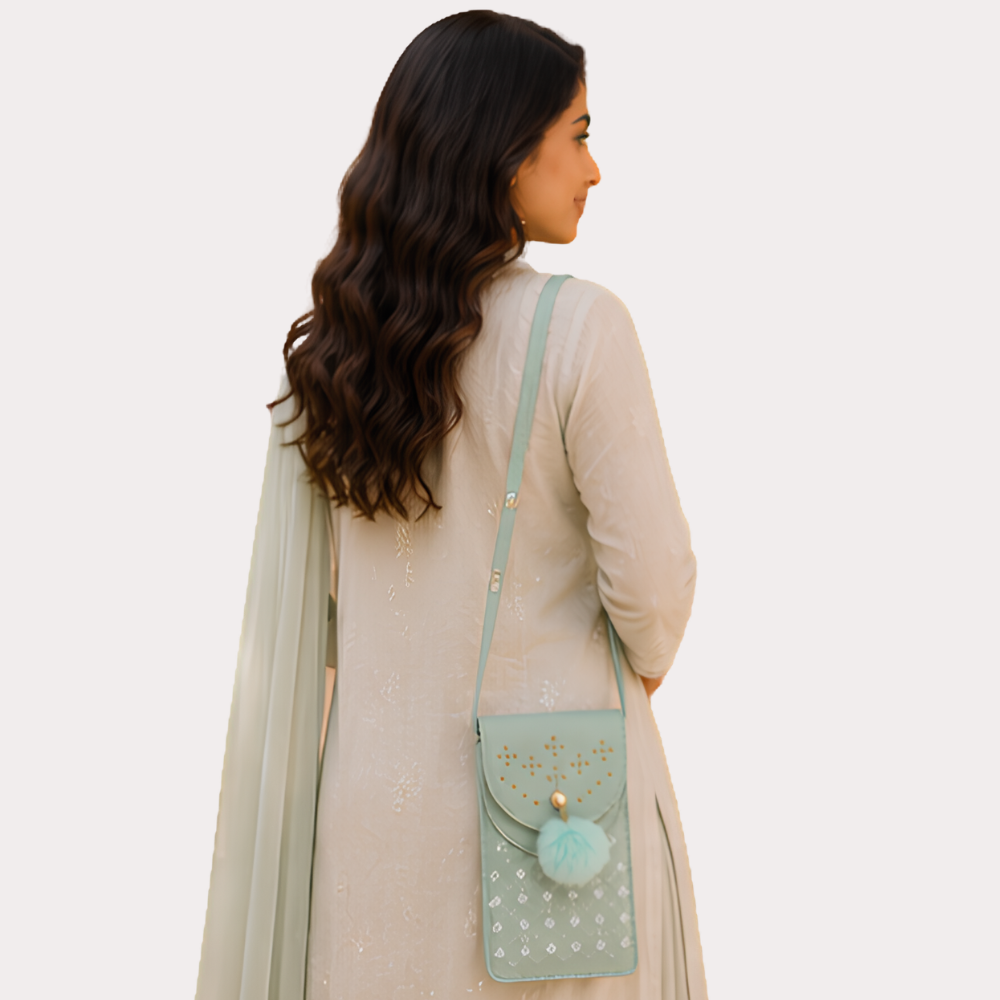 WamjxYBFJjNmAJOLLBNarStuaaMS0kF2Jzu5IG1x.png Mint Aura Embellished Mobile Sling Bag - Image 2