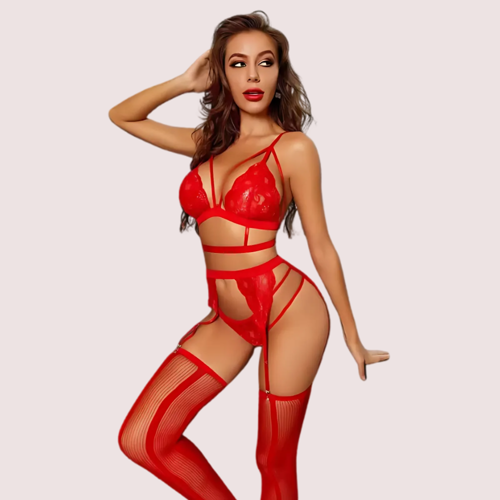 YvBj8HKbD8GF35nmgpzPbAkcQSsgtQCY6hIuWfiH.png Floral Lace 3-Piece Lingerie Set - Bridal Bra set product image 3
