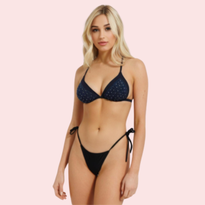 Starlight Embellished Halter Triangle Bikini Topa (Top Only)