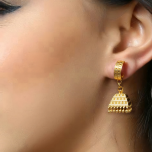 Elegant Gold Pyramid Jhumka Earrings