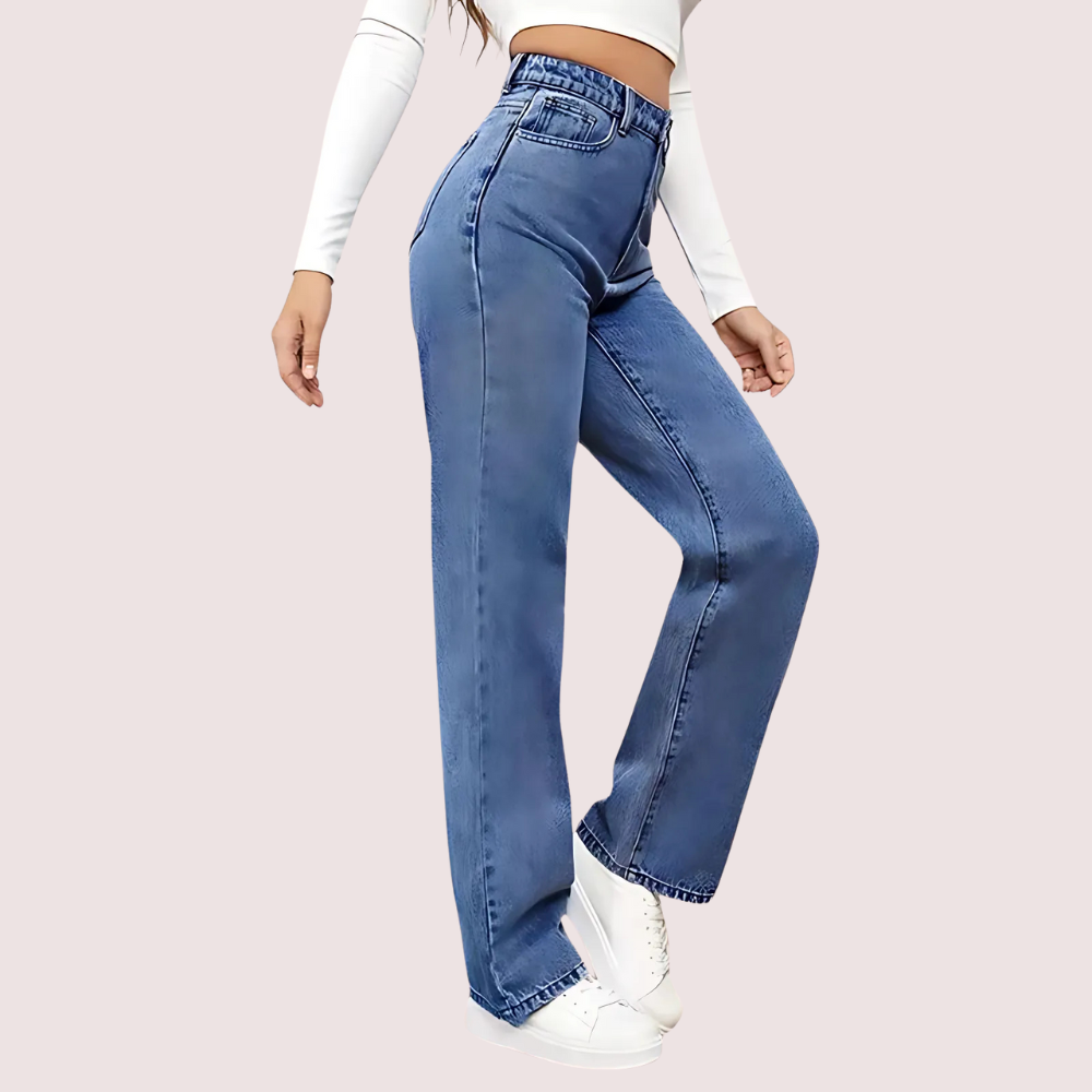 k7Ugsbbmud6I8N80t3CJEzxsLhDkkqKiTOkEobdV.png High Waisted Washed Straight Leg Jeans for Women - Image 2