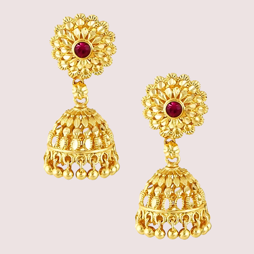 ksYK51r7dczOAJSHLwEPIJU3uTv83ZMKCT6KGDfH.png Traditional yet Stylish Ruby Jhumkas Earrings - Image 2