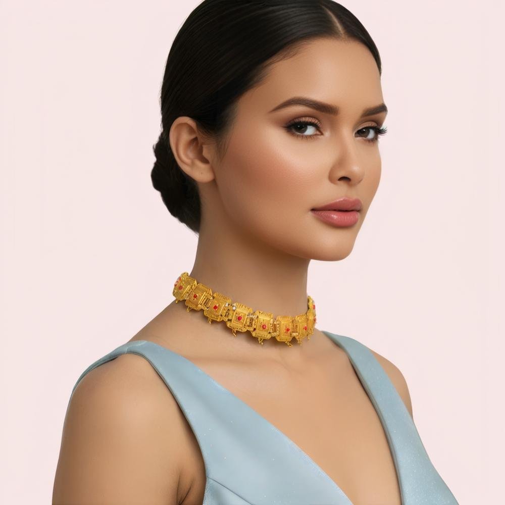 mUApu8cnBns7MB6JhPltyS76kcK2JZwFFvOby61h.jpg Temple Kundan Square Motif Gold-Plated Choker Necklace