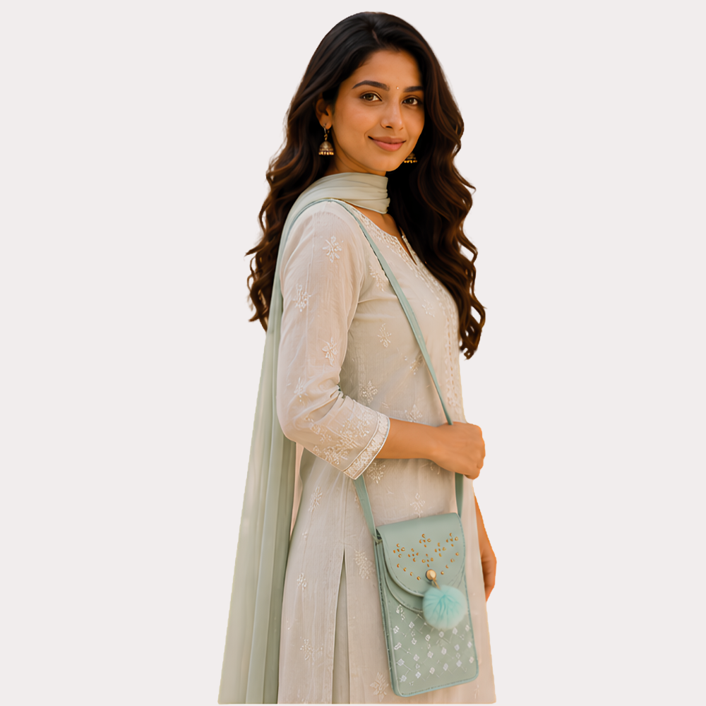 xIxgGzvB4AVCNpGI0HtwmGpAw38Y44hFWZ49EwB6.png Mint Aura Embellished Mobile Sling Bag