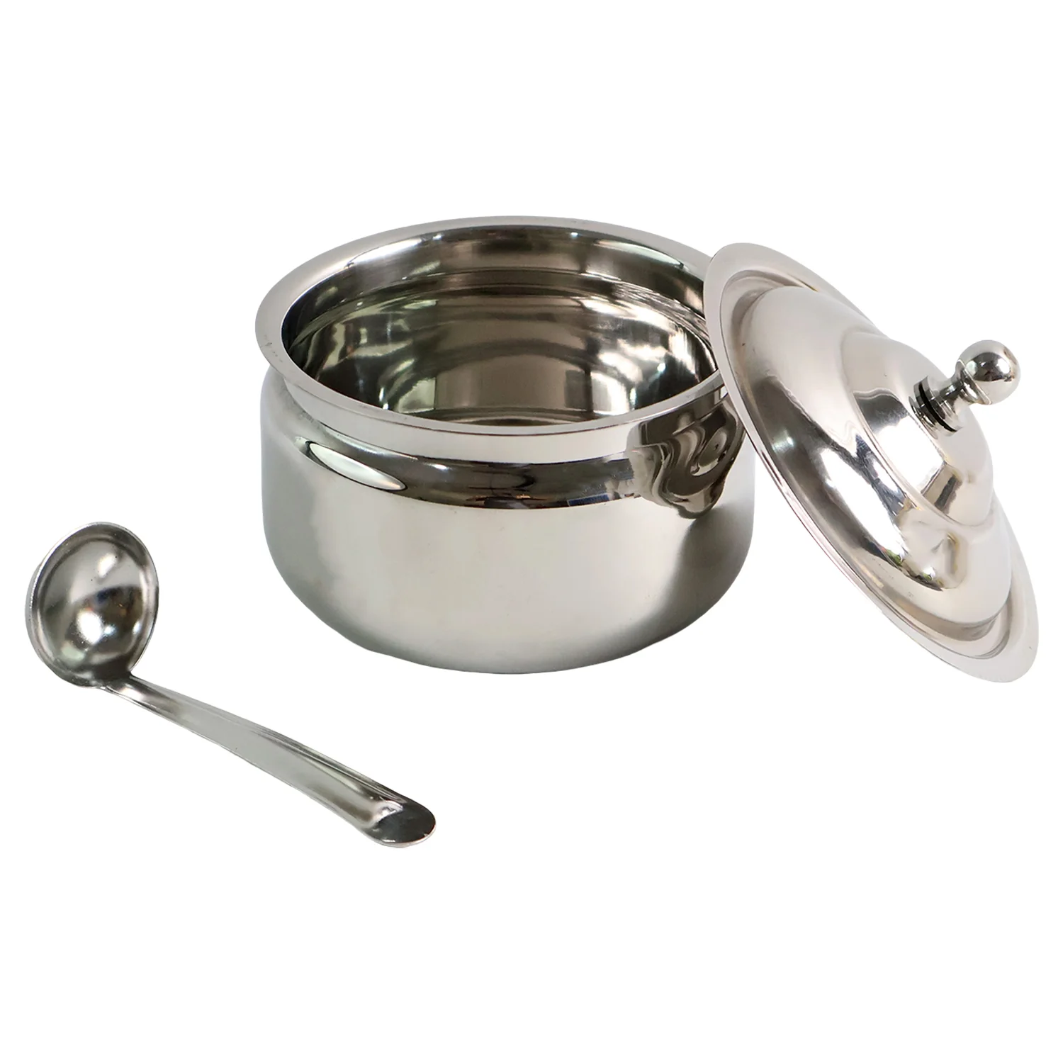 04-8274_koko_ss_ghee_pot_with_lid_n_spoon.webp Stainless Steel Ghee Pot with Lid & Spoon – Mirror Finish - Ghee Pot product image 4